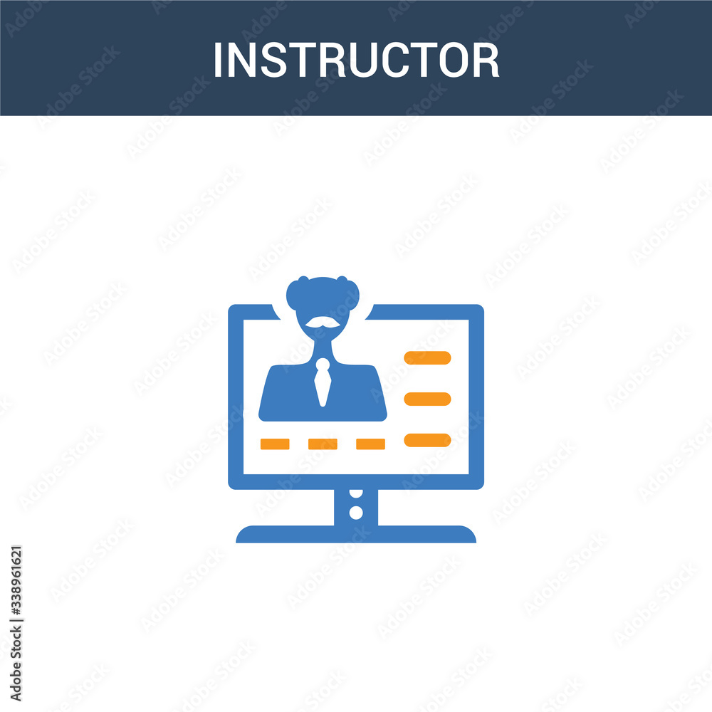 Poster two colored instructor concept vector icon. 2 color instructor vector illustration. isolated blue an