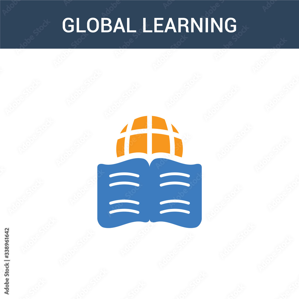Poster two colored global learning concept vector icon. 2 color global learning vector illustration. isolat