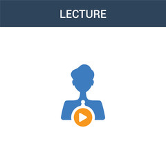 two colored Lecture concept vector icon. 2 color Lecture vector illustration. isolated blue and orange eps icon on white background.