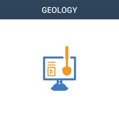 two colored Geology concept vector icon. 2 color Geology vector illustration. isolated blue and orange eps icon on white background.
