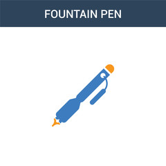 two colored Fountain pen concept vector icon. 2 color Fountain pen vector illustration. isolated blue and orange eps icon on white background.