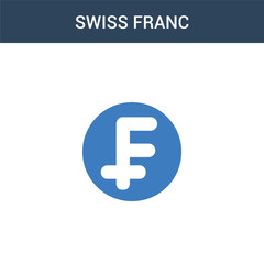 two colored Swiss franc concept vector icon. 2 color Swiss franc vector illustration. isolated blue and orange eps icon on white background.