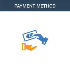 Fototapeta premium two colored Payment method concept vector icon. 2 color Payment method vector illustration. isolated blue and orange eps icon on white background.