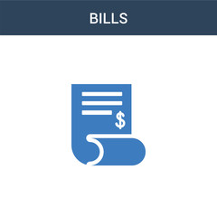 two colored Bills concept vector icon. 2 color Bills vector illustration. isolated blue and orange eps icon on white background.