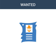 two colored Wanted concept vector icon. 2 color Wanted vector illustration. isolated blue and orange eps icon on white background.