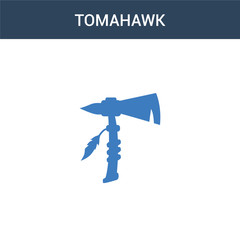 two colored Tomahawk concept vector icon. 2 color Tomahawk vector illustration. isolated blue and orange eps icon on white background.