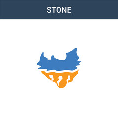 two colored Stone concept vector icon. 2 color Stone vector illustration. isolated blue and orange eps icon on white background.