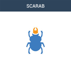 two colored Scarab concept vector icon. 2 color Scarab vector illustration. isolated blue and orange eps icon on white background.