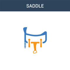 two colored Saddle concept vector icon. 2 color Saddle vector illustration. isolated blue and orange eps icon on white background.