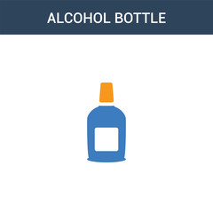 two colored Alcohol Bottle concept vector icon. 2 color Alcohol Bottle vector illustration. isolated blue and orange eps icon on white background.