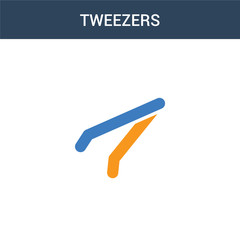 two colored Tweezers concept vector icon. 2 color Tweezers vector illustration. isolated blue and orange eps icon on white background.