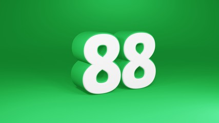 Number 88 in white on green background, isolated number 3d render