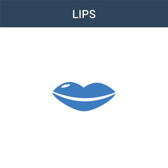 two colored Lips concept vector icon. 2 color Lips vector illustration. isolated blue and orange eps icon on white background.
