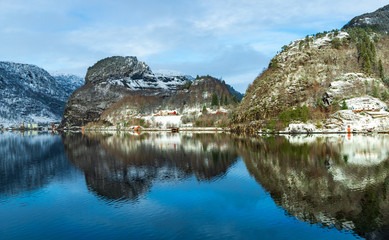 Winter reflection in osterfjord, Norway