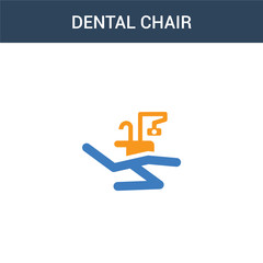 two colored Dental chair concept vector icon. 2 color Dental chair vector illustration. isolated blue and orange eps icon on white background.