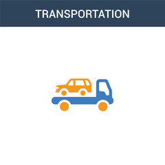two colored Transportation concept vector icon. 2 color Transportation vector illustration. isolated blue and orange eps icon on white background.
