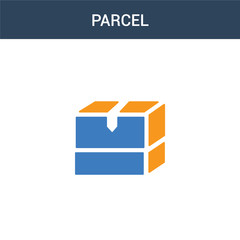 two colored Parcel concept vector icon. 2 color Parcel vector illustration. isolated blue and orange eps icon on white background.
