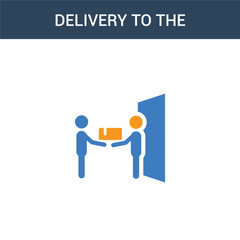 two colored delivery to the door concept vector icon. 2 color delivery to the door vector illustration. isolated blue and orange eps icon on white background.