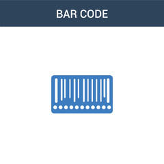 two colored Bar code concept vector icon. 2 color Bar code vector illustration. isolated blue and orange eps icon on white background.