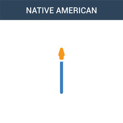 two colored Native American Spear concept vector icon. 2 color Native American Spear vector illustration. isolated blue and orange eps icon on white background.