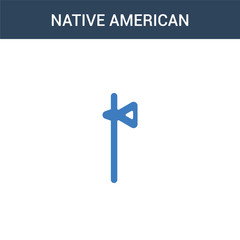 Obraz premium two colored Native American Tomahawk concept vector icon. 2 color Native American Tomahawk vector illustration. isolated blue and orange eps icon on white background.