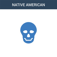 two colored Native American Skull concept vector icon. 2 color Native American Skull vector illustration. isolated blue and orange eps icon on white background.