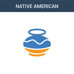 two colored Native American Pot concept vector icon. 2 color Native American Pot vector illustration. isolated blue and orange eps icon on white background.