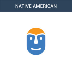 two colored Native American Mask concept vector icon. 2 color Native American Mask vector illustration. isolated blue and orange eps icon on white background.