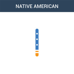 two colored Native American Flute concept vector icon. 2 color Native American Flute vector illustration. isolated blue and orange eps icon on white background.