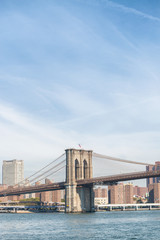 Fototapeta na wymiar The Brooklyn Bridge and Manhattan buildings, New York City, USA