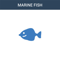 two colored Marine Fish concept vector icon. 2 color Marine Fish vector illustration. isolated blue and orange eps icon on white background.