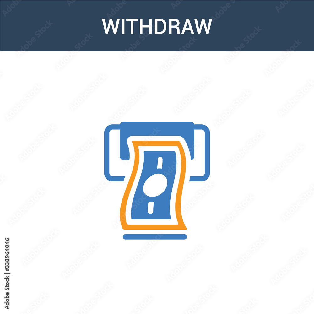 Poster two colored withdraw concept vector icon. 2 color withdraw vector illustration. isolated blue and or