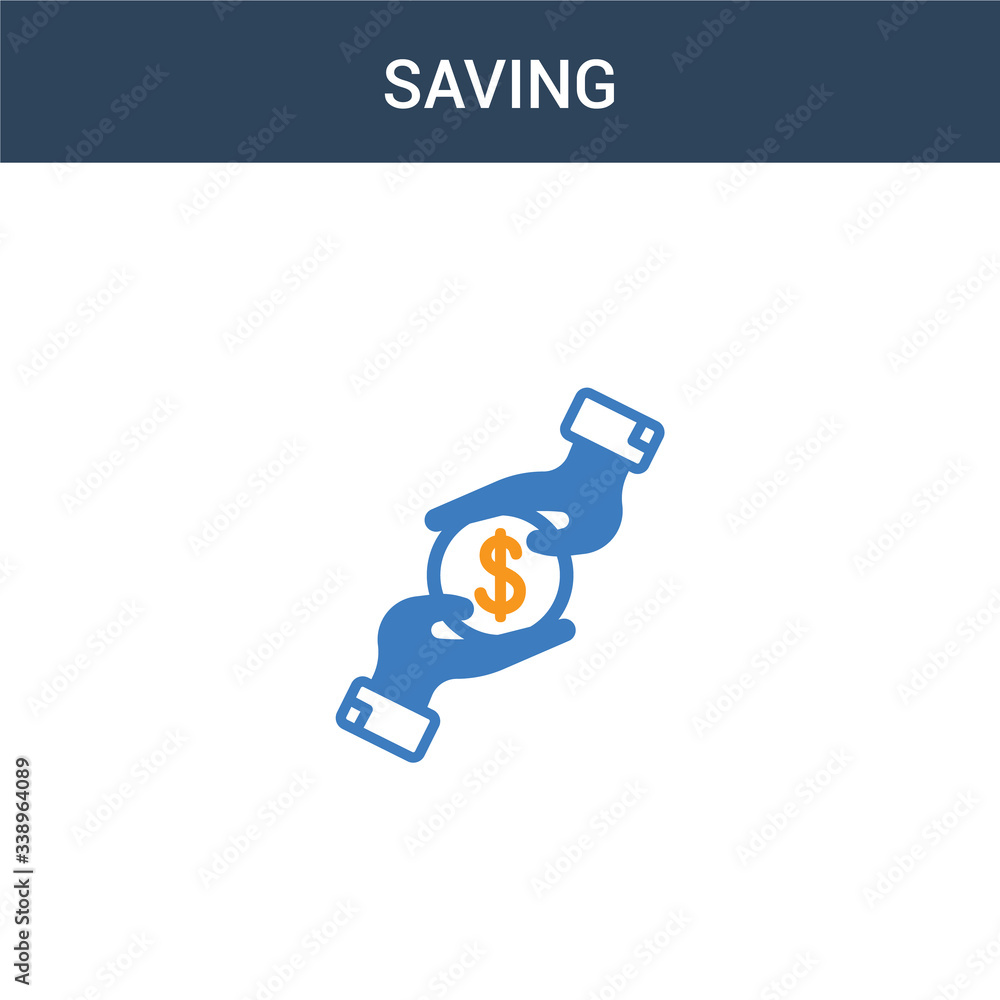 Poster two colored saving concept vector icon. 2 color saving vector illustration. isolated blue and orange