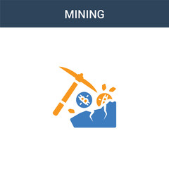 two colored Mining concept vector icon. 2 color Mining vector illustration. isolated blue and orange eps icon on white background.