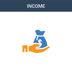 two colored Income concept vector icon. 2 color Income vector illustration. isolated blue and orange eps icon on white background.