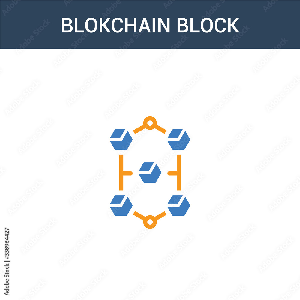 Poster two colored blokchain block concept vector icon. 2 color blokchain block vector illustration. isolat