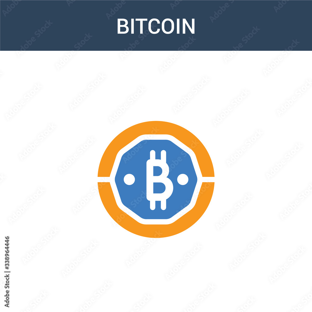 Poster two colored bitcoin concept vector icon. 2 color bitcoin vector illustration. isolated blue and oran