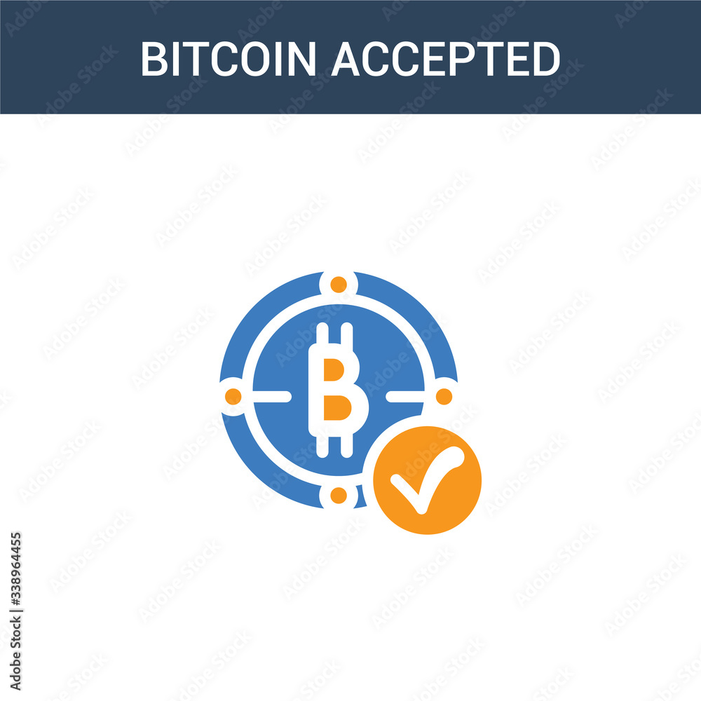 Poster two colored bitcoin accepted concept vector icon. 2 color bitcoin accepted vector illustration. isol