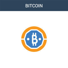 Obraz premium two colored Bitcoin concept vector icon. 2 color Bitcoin vector illustration. isolated blue and orange eps icon on white background.
