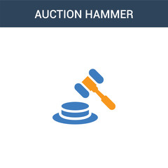 two colored Auction hammer concept vector icon. 2 color Auction hammer vector illustration. isolated blue and orange eps icon on white background.