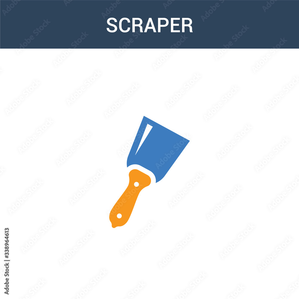 Poster two colored scraper concept vector icon. 2 color scraper vector illustration. isolated blue and oran