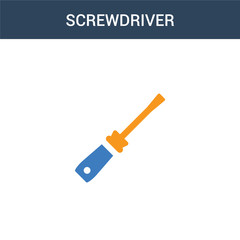 two colored Screwdriver concept vector icon. 2 color Screwdriver vector illustration. isolated blue and orange eps icon on white background.