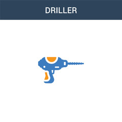 two colored Driller concept vector icon. 2 color Driller vector illustration. isolated blue and orange eps icon on white background.