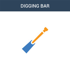 two colored Digging bar concept vector icon. 2 color Digging bar vector illustration. isolated blue and orange eps icon on white background.
