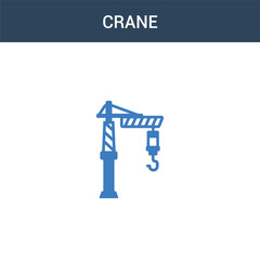 two colored Crane concept vector icon. 2 color Crane vector illustration. isolated blue and orange eps icon on white background.