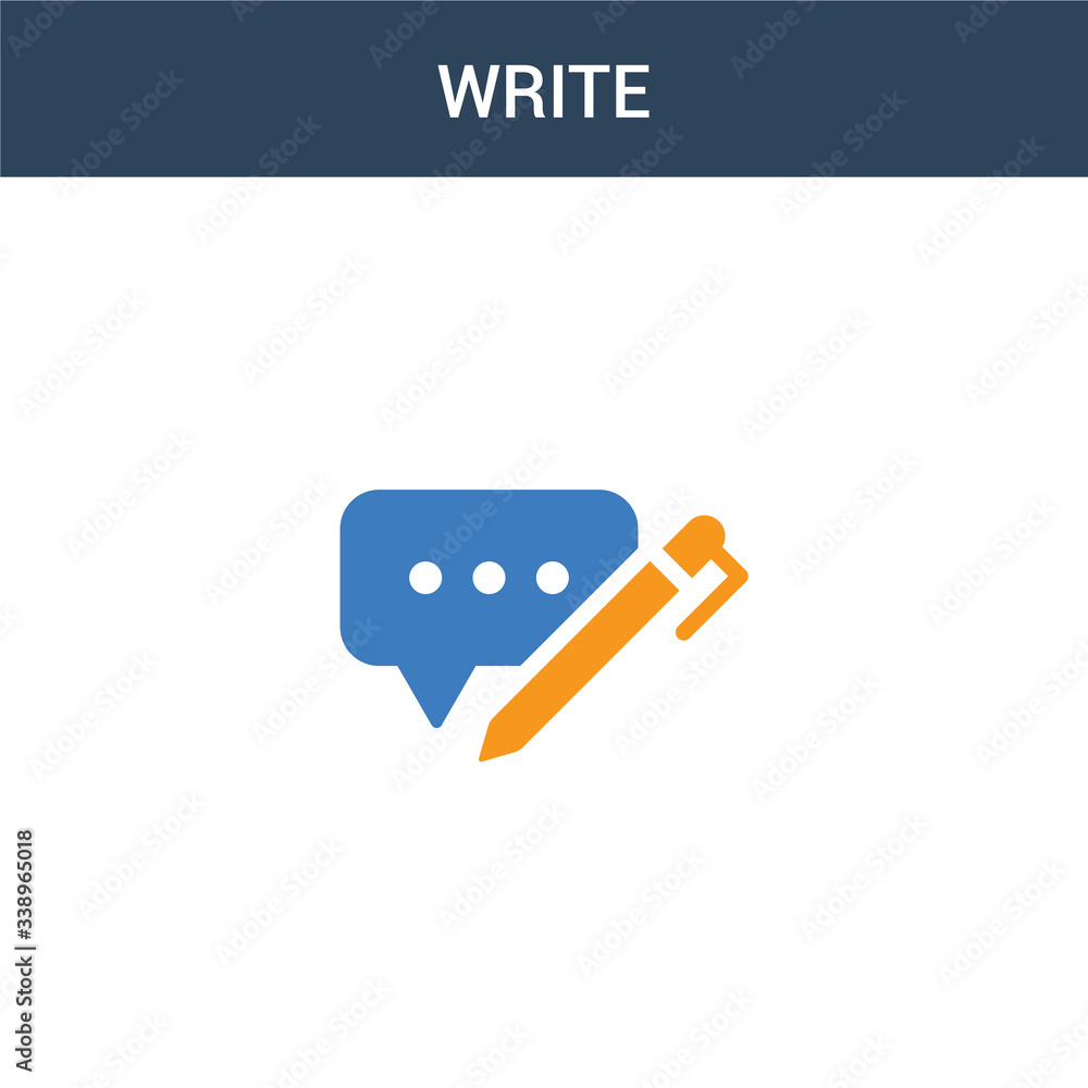 Poster two colored write concept vector icon. 2 color write vector illustration. isolated blue and orange e