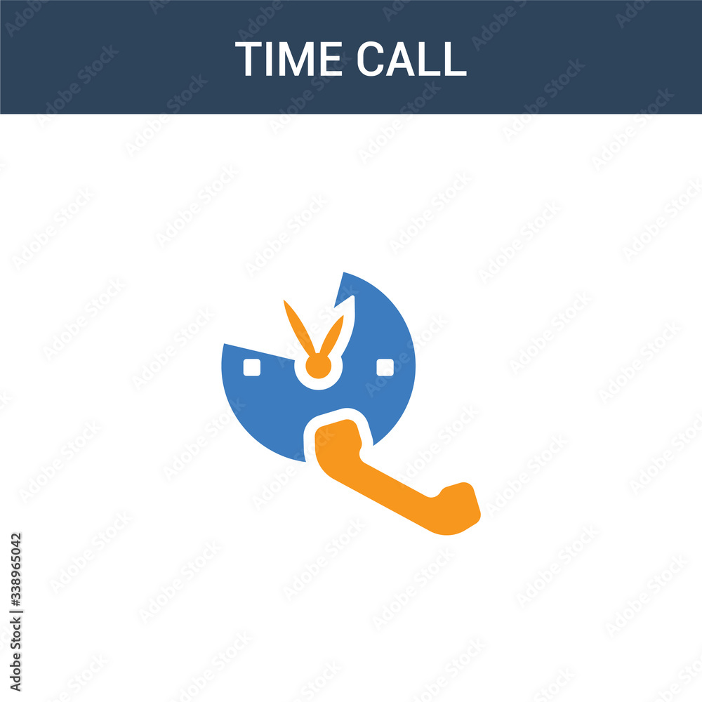 Poster two colored time call concept vector icon. 2 color time call vector illustration. isolated blue and 