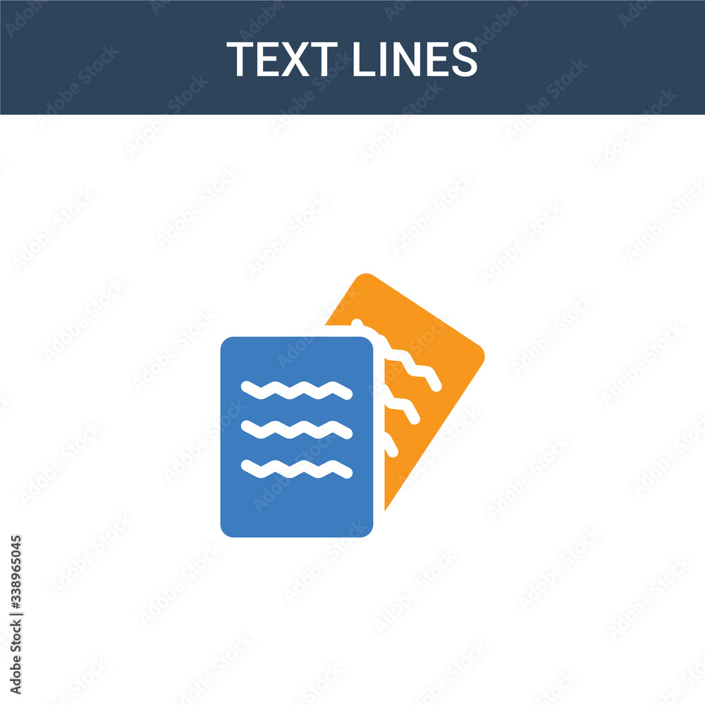 Poster two colored text lines concept vector icon. 2 color text lines vector illustration. isolated blue an