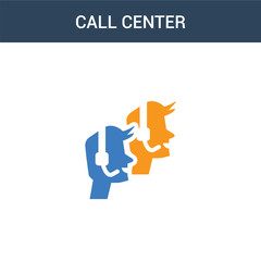 two colored Call center concept vector icon. 2 color Call center vector illustration. isolated blue and orange eps icon on white background.