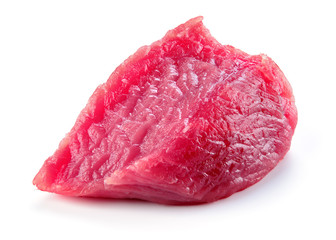 Meat piece. Meat. Raw fresh meat piece. Beef isolated. Fresh beef on white background. Full depth of field.